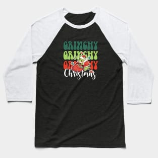 Merry grumpy Christmas, retro funny meowy catmas Baseball T-Shirt